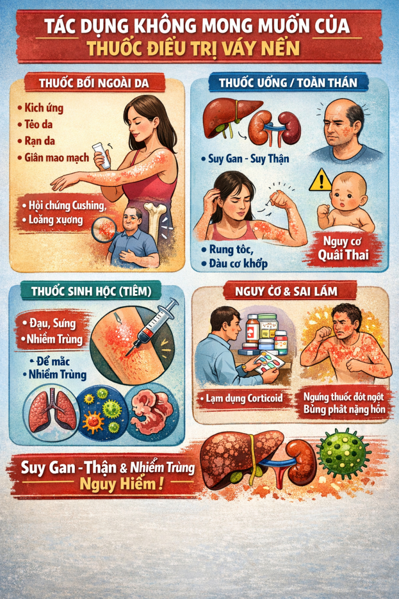 TÁC DỤNG KHÔNG MONG MUỐN CỦA THUỐC ĐIỀU TRỊ VẢY NẾN ? | Dược Thảo Linh - Khoa học thảo dược