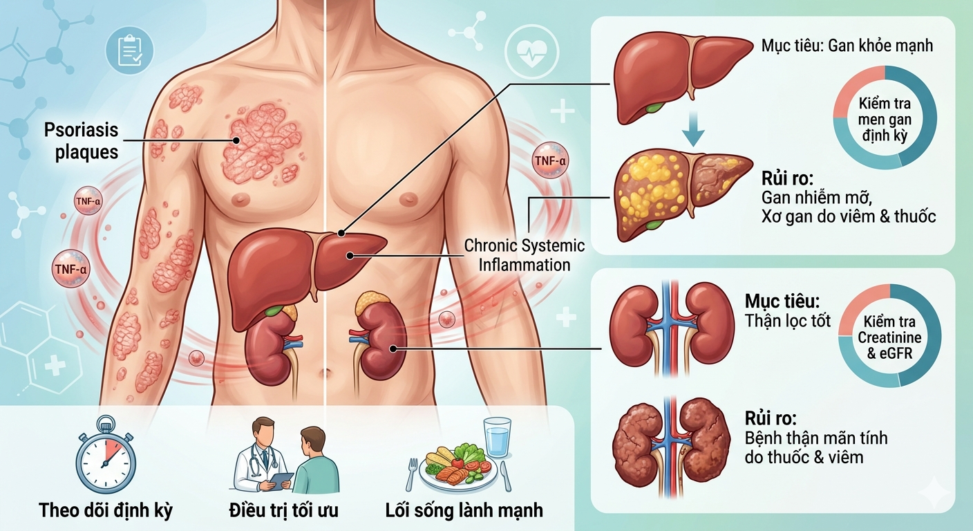 Mục tiêu bảo vệ gan thận với bệnh nhân vảy nến: Lá chắn kép cho sức khỏe toàn diện | Dược Thảo Linh - Khoa học thảo dược